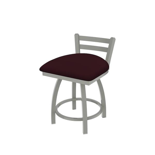 18" Low Back Swivel Vanity Stool, Nickel Finish, Canter Bordeaux Seat